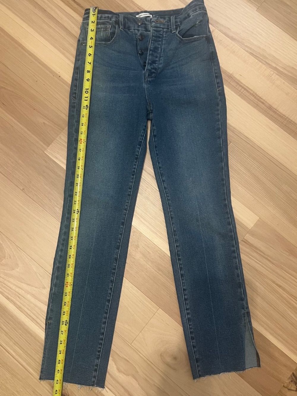 Good American Good Boy Straight Jeans Size 29/8 High Rise Split Hem